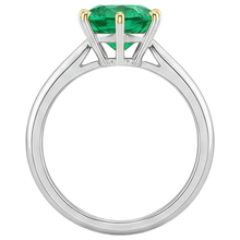 Round Brilliant Fine Emerald ring in 14K Two Tone Gold – back view