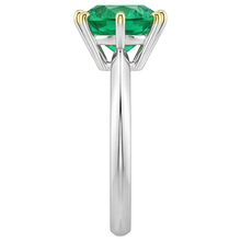 Earth-Mined Fine Emerald Precious Stone Ring 2.50 ct 14K Two Tone Gold – top view