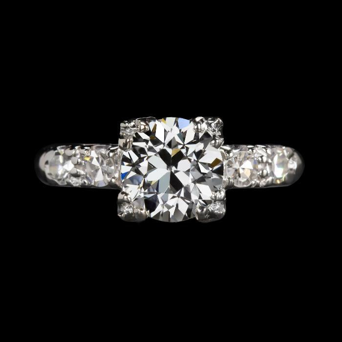 Women's Round Old Cut Genuine Diamond Ring 3.50 Carats White Gold 14K