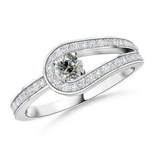 Women's Round Old Cut Natural Diamond Ring 2 Carats White Gold Split Shank