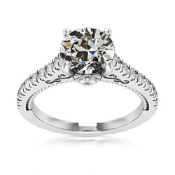 Women's Round Old Mine Cut Diamond Ring With Accents Genuine 7 Carats