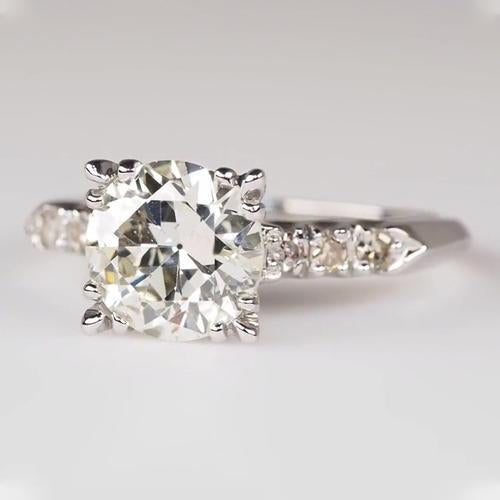 Women's Round Old Miner Genuine Diamond Ring Triple Prong Set 2.50 Carats