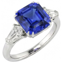 Womens Sapphire Ring Asscher Cut 2.50 Carats Tapered Baguette Natural Earth Mined Diamonds