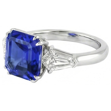 Womens Sapphire Ring Asscher Cut 2.50 Carats Tapered Baguette Natural Earth Mined Diamonds