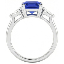 Womens Sapphire Ring Asscher Cut 2.50 Carats Tapered Baguette Natural Earth Mined Diamonds