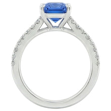 natural round sapphire 3.50ct ring top view