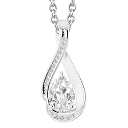 Women's Slide Real Natural Earth Mined Diamond Pendant 3.50 Carats Pear Old Miner Twisted Style