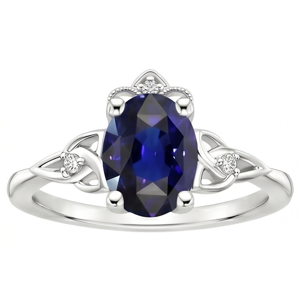 Womens Small Natural Earth Mined Diamond Gold Ring Vintage Style Blue Sapphire 2.50 Carats