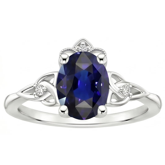 Womens Small Natural Earth Mined Diamond Gold Ring Vintage Style Blue Sapphire 2.50 Carats