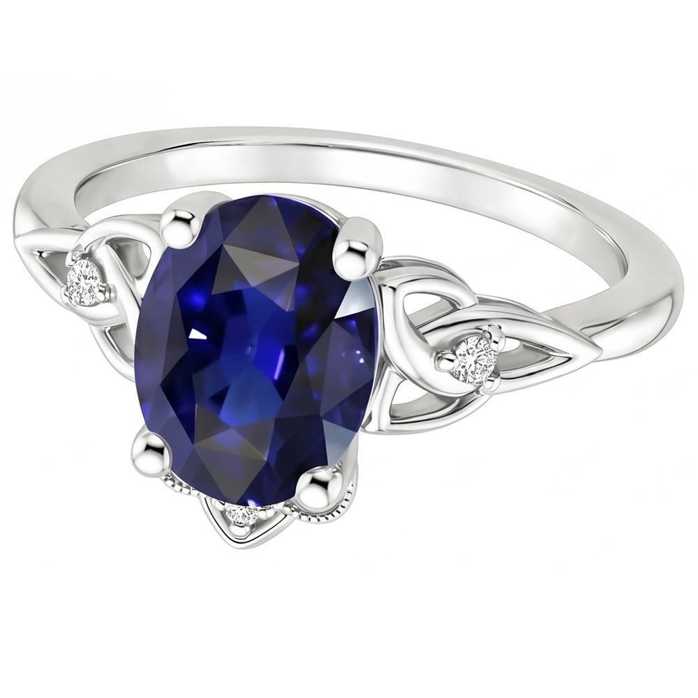 Womens Small Natural Earth Mined Diamond Gold Ring Vintage Style Blue Sapphire 2.50 Carats
