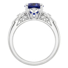 Womens Small Natural Earth Mined Diamond Gold Ring Vintage Style Blue Sapphire 2.50 Carats