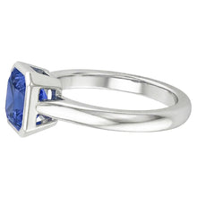Womens Solitaire 1 Carat Bezel Set Natural Blue Sapphire Ring