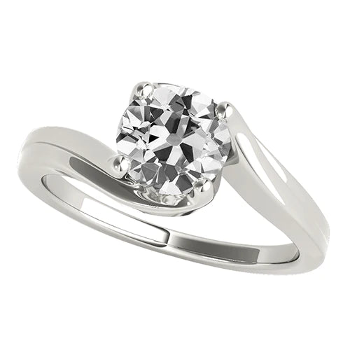 Women's Solitaire Ring Old Mine Cut Real Diamond Tension Style 1.50 Carats