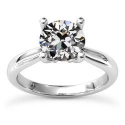 Women's Solitaire Ring Real Old Mine Cut Diamond Prong Set 3 Carats