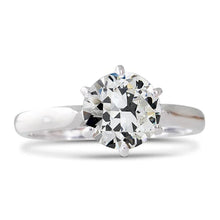 Women's Solitaire Round Old Cut Real Diamond Ring Thick Shank 2.50 Carats