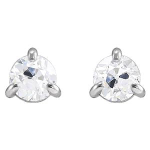 Women's Stud Earrings Old Miner Natural Diamonds 2 Carats Gold 14K