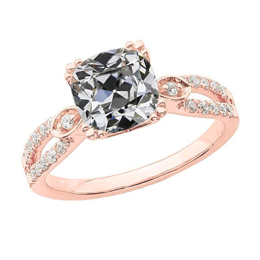 Women's Wedding Ring Round & Cushion Old Miner Real Diamond 6.75 Carats