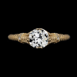 Women's Wedding Ring Round Old Miner Natural Diamond 14K Gold 2.50 Carats