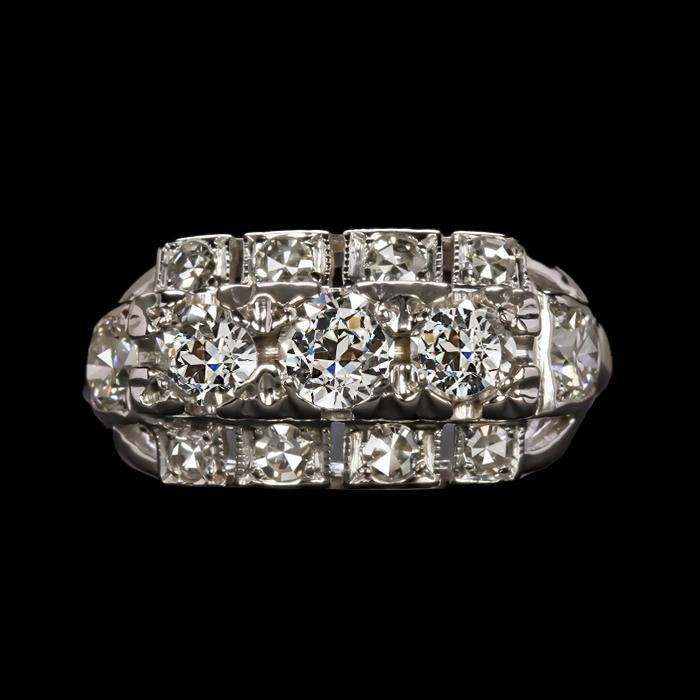 Women's Wedding Ring Round Old Miner Real Diamond Antique Style 3.25 Carats