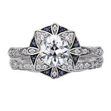 Cornflower Blue Sapphire Halo Ring 2-ct 14K White Gold – main view