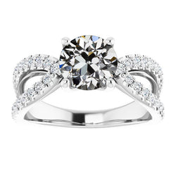 3.50 ct Diamond Solitaire Ring with Accents in 14K White Gold