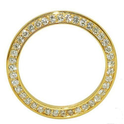 YG 14K Real Diamond Bezel Prong Set Fits Rolex Date 34 Mm Watch 2.5 Ct.