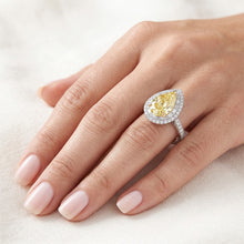 Yellow Canary Diamond Halo Ring – VVS Clarity 3 ct Two-Tone 14K