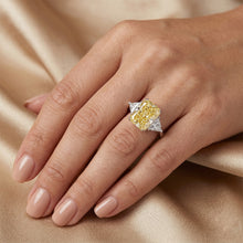 Yellow Canary Diamond Radiant Trilogy Ring 4 ct in 14 Karat