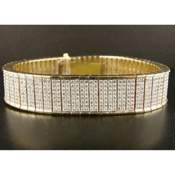 Yellow Gold 14K 18 Carats Round Cut Genuine Diamond Bracelet Men Jewelry