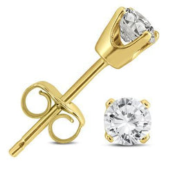 Yellow Gold 14K 3 Carats Real Diamonds Studs Earrings