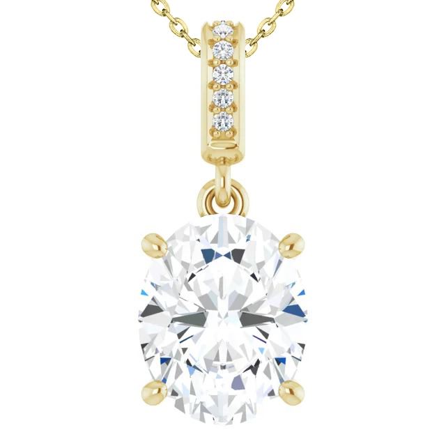 Yellow Gold 14K 3.25 Carats Genuine Sparkling Diamonds Pendant Necklace 2