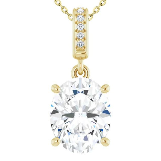 Yellow Gold 14K 3.25 Carats Genuine Sparkling Diamonds Pendant Necklace 2