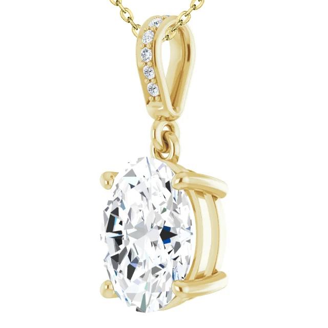 Yellow Gold 14K 3.25 Carats Genuine Sparkling Diamonds Pendant Necklace 3