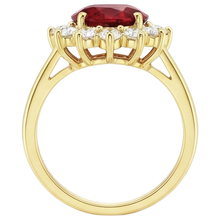 Yellow Gold 14K 4.70 Carats Prong Set Ruby With Natural Earth Mined Diamonds Ring New