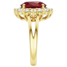 Yellow Gold 14K 4.70 Carats Prong Set Ruby With Natural Earth Mined Diamonds Ring New