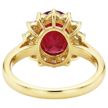 Yellow Gold 14K 4.70 Carats Prong Set Ruby With Natural Earth Mined Diamonds Ring New