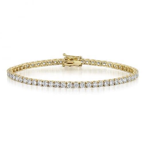 Yellow Gold 14K 6.85 Carats Round Cut Natural Diamonds Tennis Bracelet New