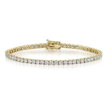Yellow Gold 14K 6.85 Carats Round Cut Natural Diamonds Tennis Bracelet New