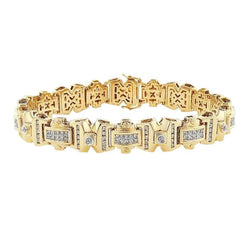 Yellow Gold 14K 8 Carats Real Diamonds Men's Bracelet