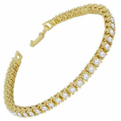Yellow Gold 14K Lady Natural Diamond Tennis Bracelet 8.10 Carats Fine Jewelry