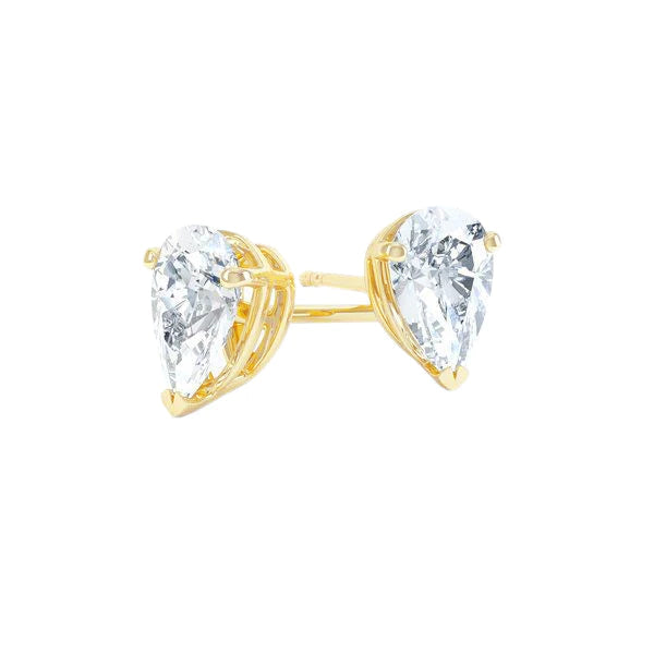 Yellow Gold 14K Pear Cut 2.50 Carats Natural Diamond Women Studs Earrings