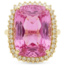 Yellow Gold 14K Pink Kunzite 44.35 Ct Natural Earth Mined Diamond Gemstone Ring Jewellery