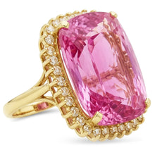 Yellow Gold 14K Pink Kunzite 44.35 Ct Natural Earth Mined Diamond Gemstone Ring Jewellery