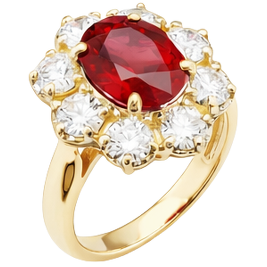 Yellow Gold 14K Red Ruby Natural Earth Mined Diamond Wedding Ring Jewellery 4 Carats