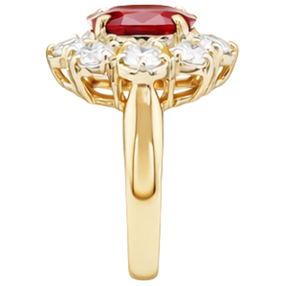 Yellow Gold 14K Red Ruby Natural Earth Mined Diamond Wedding Ring Jewellery 4 Carats