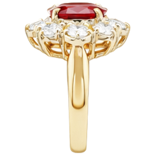 Yellow Gold 14K Red Ruby Natural Earth Mined Diamond Wedding Ring Jewellery 4 Carats