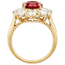 Yellow Gold 14K Red Ruby Natural Earth Mined Diamond Wedding Ring Jewellery 4 Carats