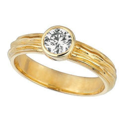 Yellow Gold 14K Round 1.01 Carat Natural Solitaire Diamond Ring