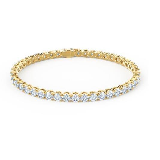 Yellow Gold 14K Round Cut 7.20 Carats Genuine Diamond Tennis Bracelet