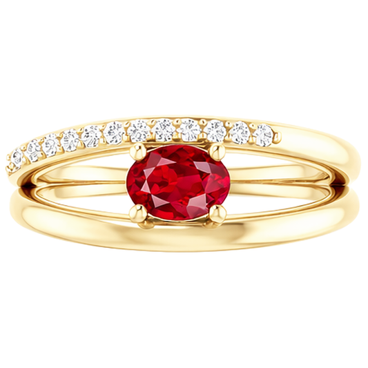 natural round ruby 2.60ct ring front view